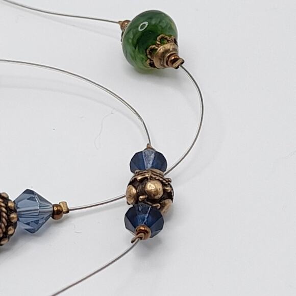 Chico's Three Strand Rhinestone Layering Necklace, Green Purple Beads, 19 Inches - Picture 9 of 12